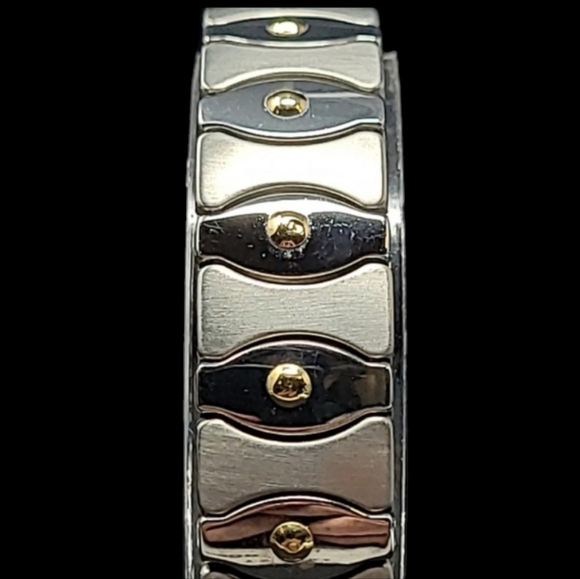 MILOR-ITLAY STRETCH FLEX BRACELET "STAINLESS STEEL"& 18Kt GOLD CENTER PO… - Picture 5 of 10